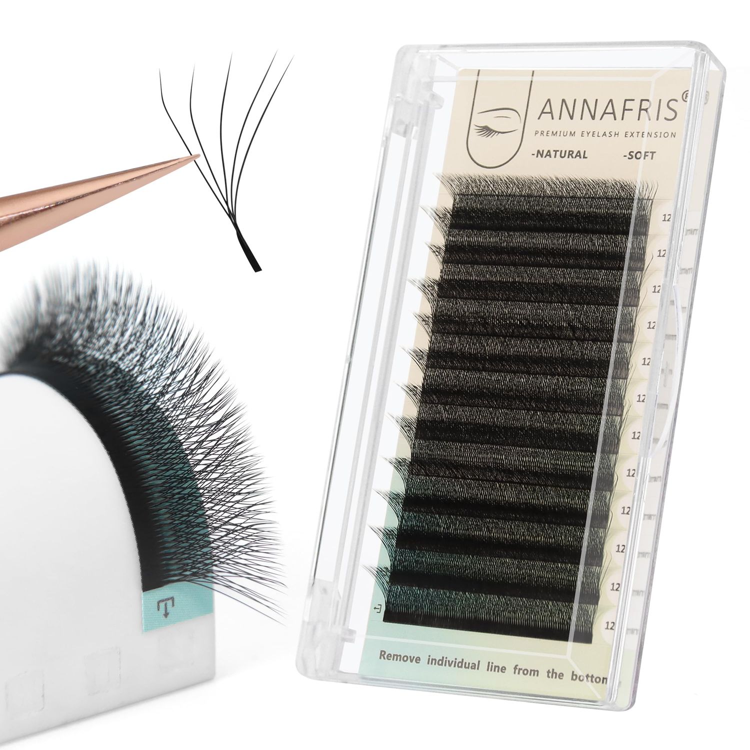 ANNAFRIS 5D Premade Fan W Shape Eyelash Extensions 0.07 D Curl 8-15mm Mix Volume Self Fanning False Lashes Makeup Supplies Professional Use Lash Extension(0.07 D, 8-15mm Mix)
