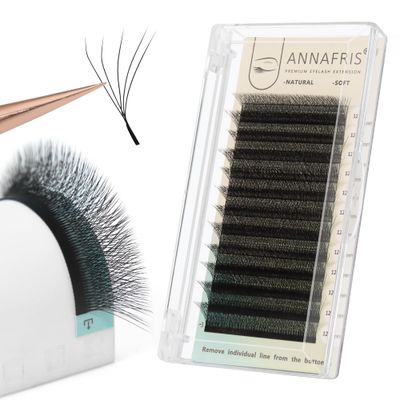 ANNAFRIS 5D Premade Fan W Shape Eyelash Extensions 0.07 D Curl 8-15mm Mix Volume Self Fanning False Lashes Makeup Supplies Professional Use Lash Extension(0.07 D, 8-15mm Mix)