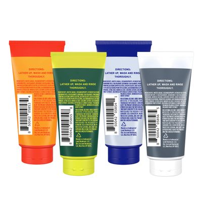 Mando Mini Body Wash - 24 Hour Odor Control - Removes Odor Better than Soap - 1.5 Ounce Tubes (Pack of 4, in 4 scents Bourbon Leather, Pro Sport, Mt Fuji, Unscented)