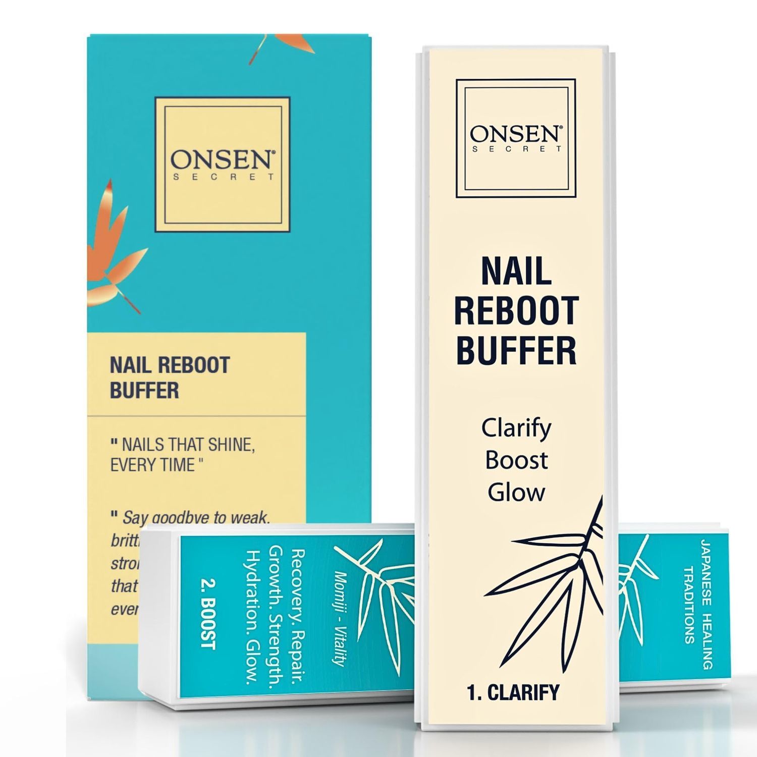 Professional Nail Buffer Block | Ultimate Shine Nail Buffing Block &amp; 2 Extra Pads | 3-Way Buffing, Smooth &amp; Shine After Filing | Purse Size Manicure Tools for Nail Care | 1 Pack by Onsen