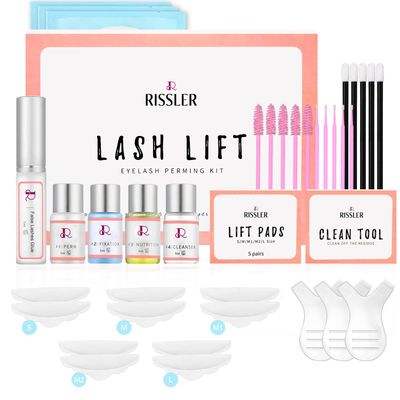 Rissler Eyelash Lifting Kit - Professional Lash Lifting Kit for Home &amp; Salons - Long-lasting Eyelash Lifting Lash Lift Kit with Cleaner, Glue, Care - Eyelash Care