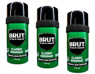 Brut Deodorant 2.7 Ounce Round Solid Classic - Pack of 3