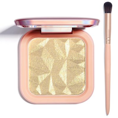 LSxia Highlighter Makeup Palette Shimmer Contour Palette Powder for Brighten Face Contour Gold Cheek Highlight Makeup, Long Lasting Highlighter Powder with Mirror for Illuminator Makeup (BEIGE GOLD)