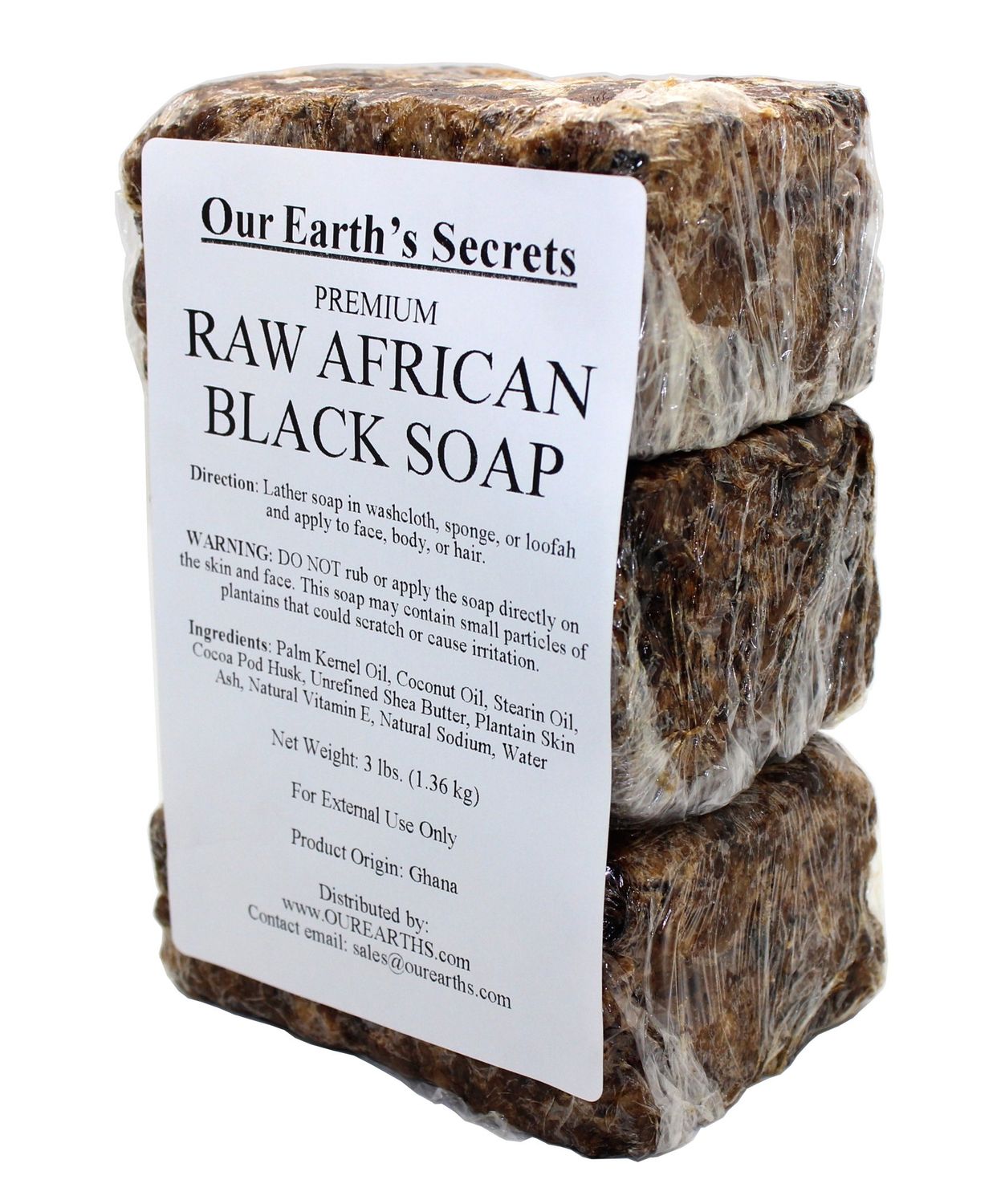 Our Earth&#39;s Secrets Premium Natural Raw African Black Soap, 3 Pound