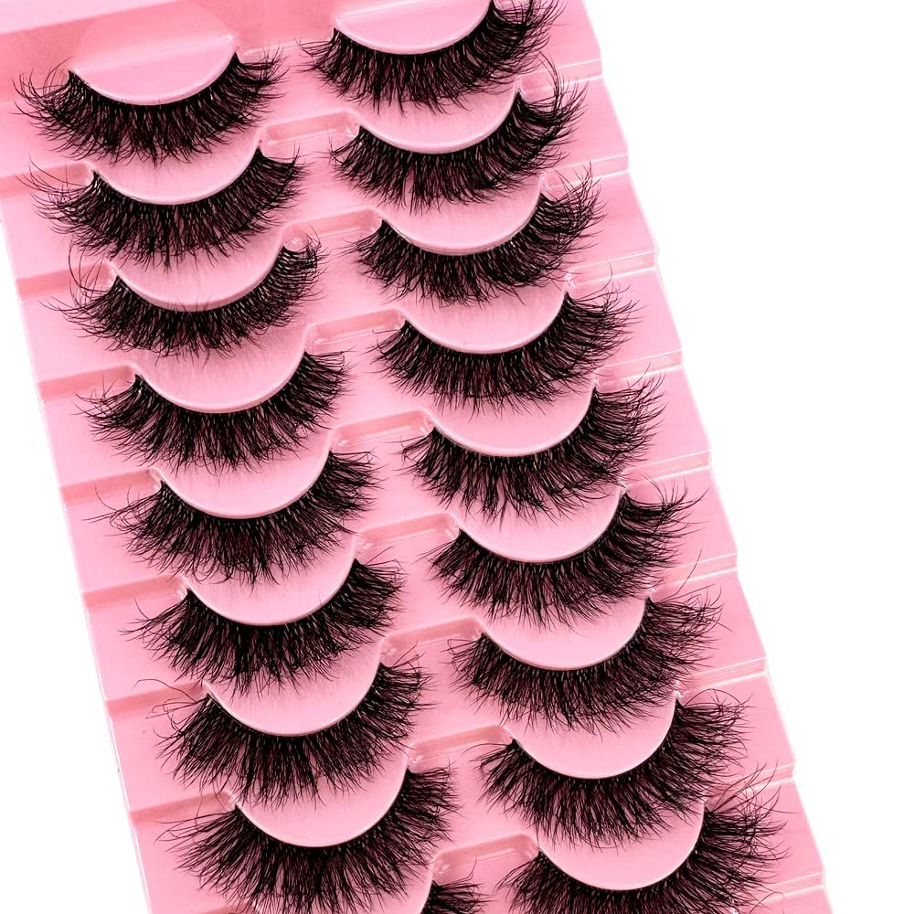 HBZGTLAD New crisscross mink eyelashes 10 pairs mink lashes invisible band mink lashes reusable full strip false eyelashes Makeup in Bulk (BD37)