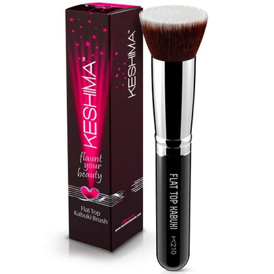 Flat Top Kabuki Foundation Brush By KESHIMA - Premium Makeup Brush for Liquid, Cream, and Powder - Buffing, Blending, and Face Brush, 1.2&quot; Top Diameter