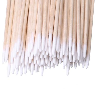 RIKWOG 200pcs Pointed Cotton Swabs, 4 inch Precision Microblading Cotton Swab Cotton Sticks Applicator for Eyebrow Tattoo Beauty Make-up Nail Clean, Wood Handle Pointed Tip Head