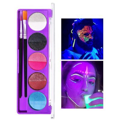 VENYSIS 10 Colors Water Activated Eyeliner Palette,Water Activated Eyeliner,Neon Pigment Self Glowing Palette,Costume Halloween and Club Makeup Art Paint (02)