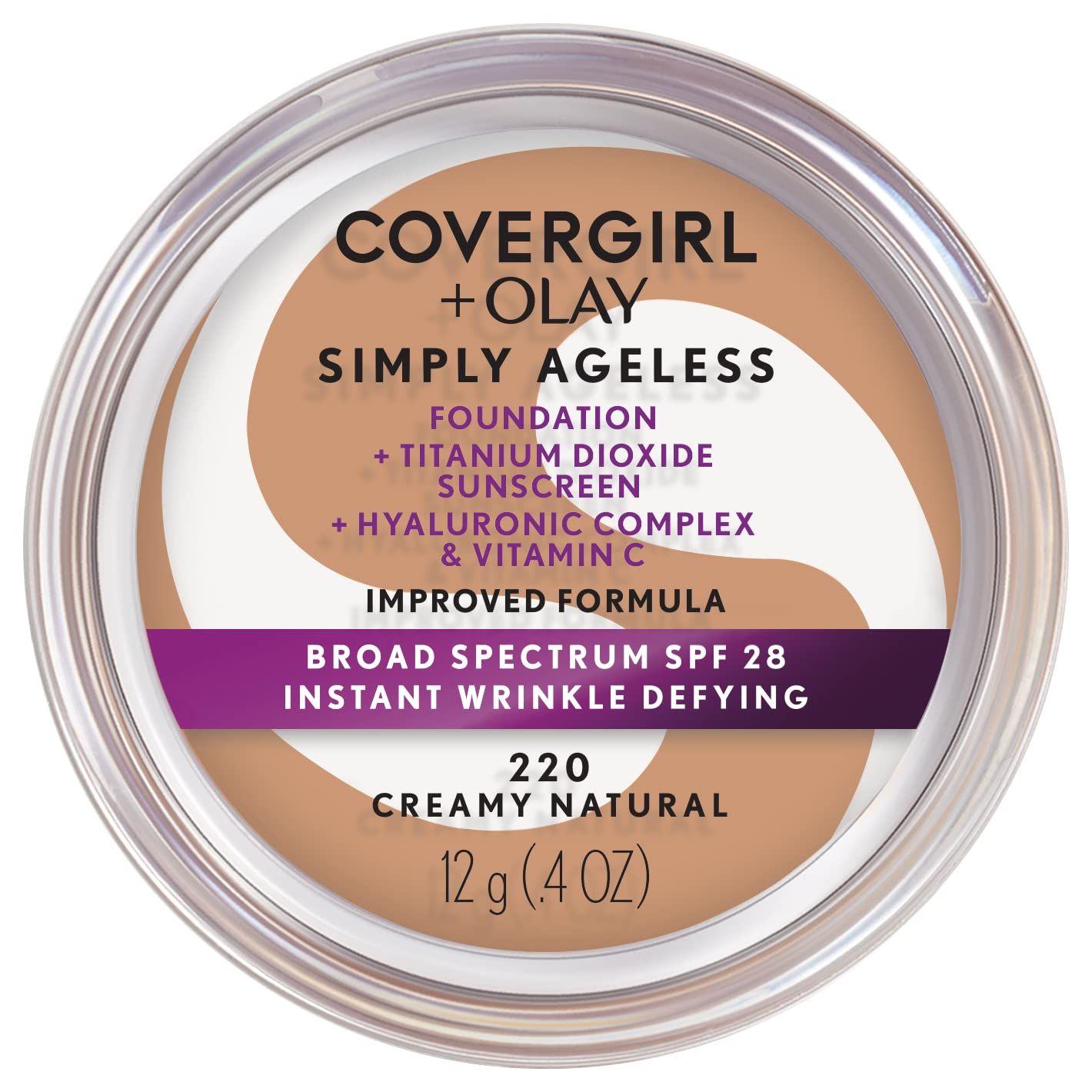 COVERGIRL &amp; Olay Simply Ageless Instant Wrinkle-Defying Foundation, Creamy Natural 0.44 Fl Oz (Pack of 1)