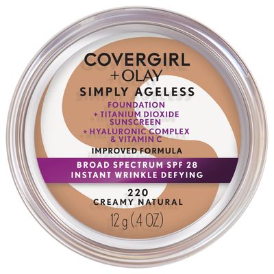 COVERGIRL &amp; Olay Simply Ageless Instant Wrinkle-Defying Foundation, Creamy Natural 0.44 Fl Oz (Pack of 1)