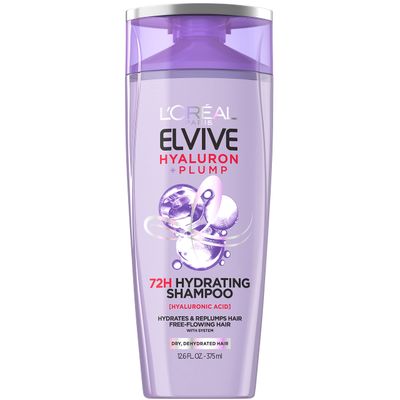 L&#39;Oreal Paris Elvive Hyaluron Plump Hydrating Shampoo for Dehydrated, Dry Hair Infused with Hyaluronic Acid Care Complex, Paraben-Free, 12.6 Fl Oz (Packaging May Vary)