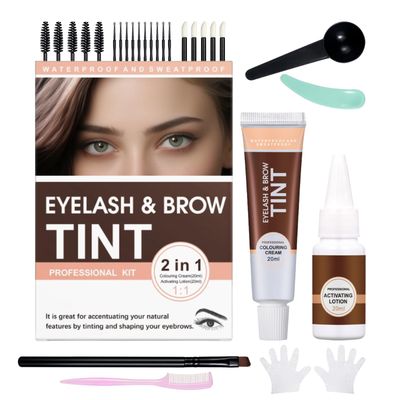 Lash Color Kit, Professional Eyelash and Brow Color Kit, Instant Eyelash Color with Natural Effects, Safe &amp; Easy to Use (Chestnut)