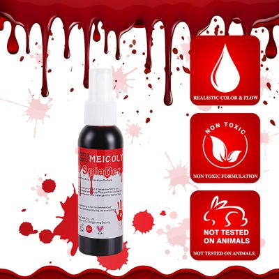 MEICOLY Blood Splatter, 2.1oz Fake Blood Spray, Halloween Liquid Blood for Clothes, Zombie Bride, Vampire and Monster SFX Scary Clown Makeup &amp; Dress Up,Dark,1 Pack