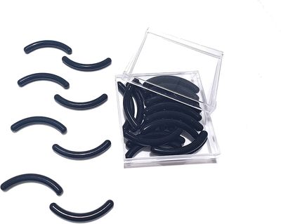 GOUWEIBA 28pcs Eyelash Curler Refill Pads - Silicone Rubber Universal Eye Lash Curler Replacement with Clear Storage Box (Black)