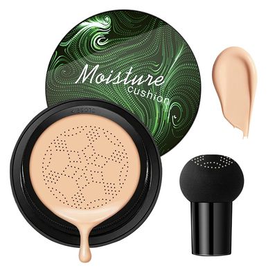 Mushroom Head Air Cushion CC Cream Foundation Makeup,Moisturizing BB Cream Face Makeup Liquid Foundation,Long Lasting Full Coverage Concealer Cushion Foundation for All Skin TypesNatural