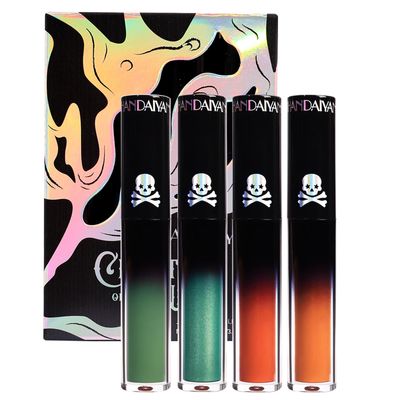 4Pcs Emerald GreenMint GreenRed OrangeDeep Orange Matte Liquid Lipstick Sets,Matte Lipstick Lip Stain Long Lasting 24 Waterproof Lip Gloss Gift Set Matt Liquid Makeup Lipstick for Women (Set B)