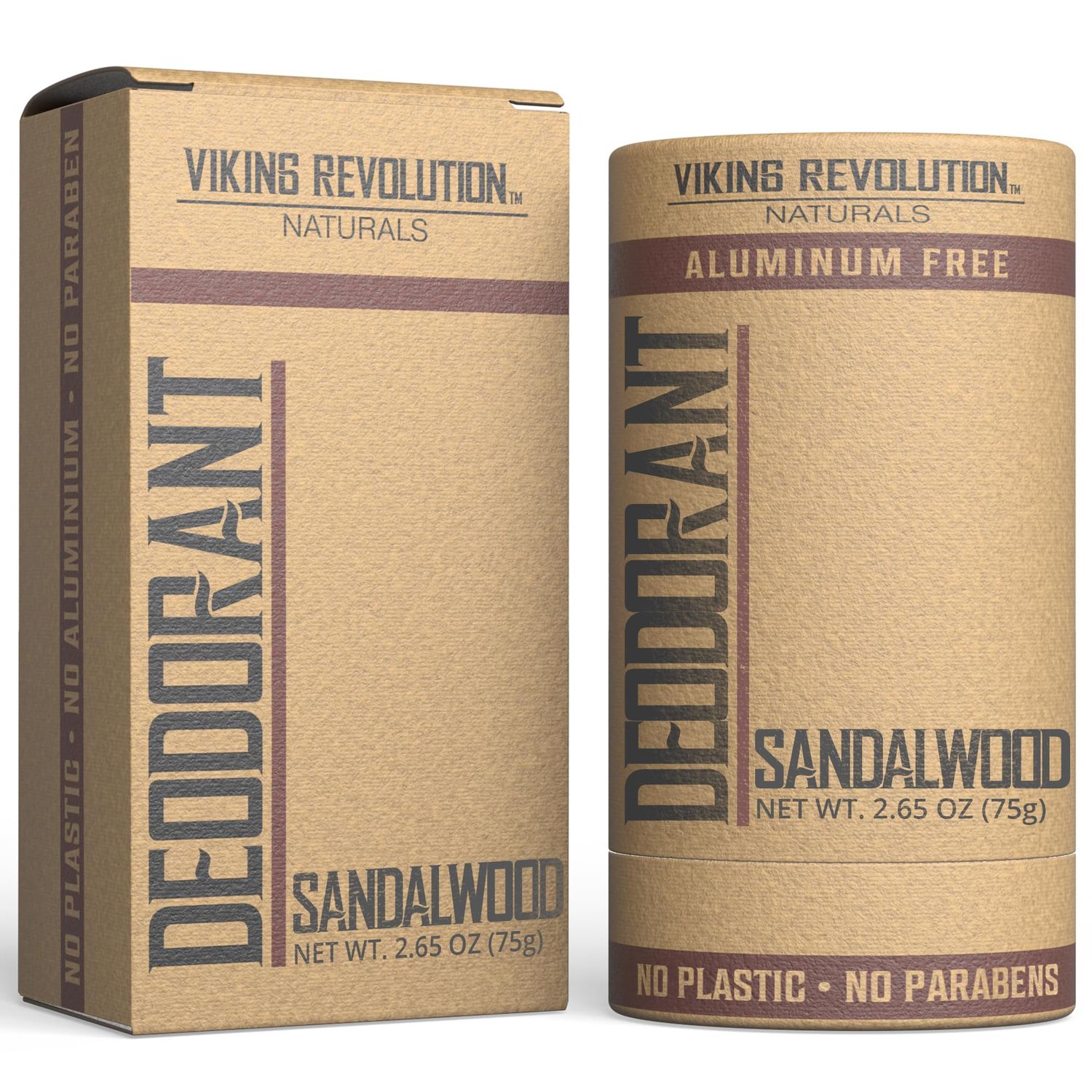 Viking Revolution Sandalwood Deodorant for Men - Deodorant Men Aluminum Free with Shea Butter and Tapioca Starch - Mens Deodorant Stain- Free and Baking Soda-Free - Natural Deodorant for Men (2.65oz)