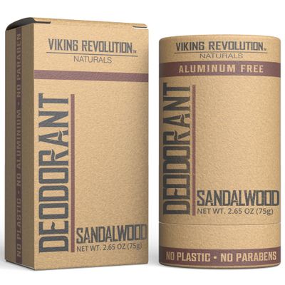 Viking Revolution Sandalwood Deodorant for Men - Deodorant Men Aluminum Free with Shea Butter and Tapioca Starch - Mens Deodorant Stain- Free and Baking Soda-Free - Natural Deodorant for Men (2.65oz)