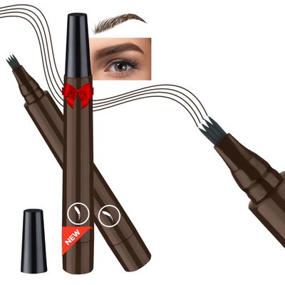 2025 New Magic Eyebrow Pencil, 3D Waterproof Microblading Eyebrow Pencil Contouring Pen for Perfect Brows, Get Natural, Fine Strokes with the 4-Tip Precise Brow Pen (A2 - Dark Brown)