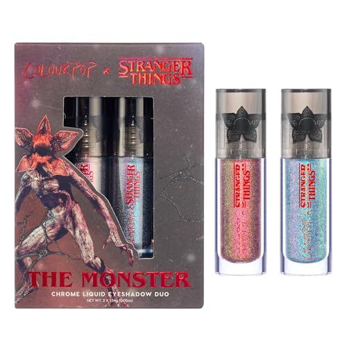 Colourpop x Stranger Things Chrome Liquid Eyeshadow Duo - Color-Shifting Chrome Eyeshadow with Long-Lasting &amp; Ultra-Pigmented Formula - The Monster (2 Count)