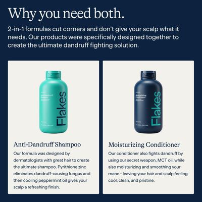 Flakes Anti-Dandruff Shampoo and Conditioner Set for Men | Dry, Flaky, &amp; Itchy Scalp Relief | Sulfate and Paraben Free for Healthy Hair | Gentle, Hydrating Shampoo &amp; Moisturizing Conditioner | 9 fl oz