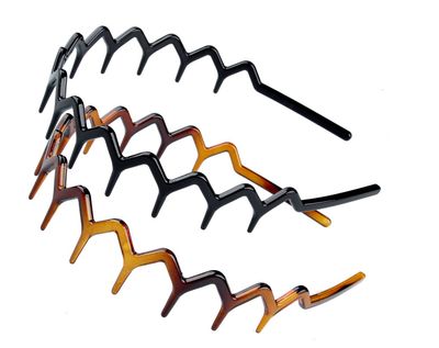 Set of 2 Zig Zag Black Plastic Sharks Tooth Hair Comb Headband Hair Hoop Accessory for Women&#39;s Lady Girls (1 Black Color1 Brown)