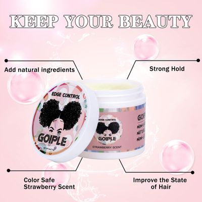 Edge Control Wax for Women Strong Hold Non-greasy Edge Smoother, Edge Wax Styling Tamer Edge Control for Black Hair No Flaking, White Residue, Shine and Smooth Strawberry Scent 4oz