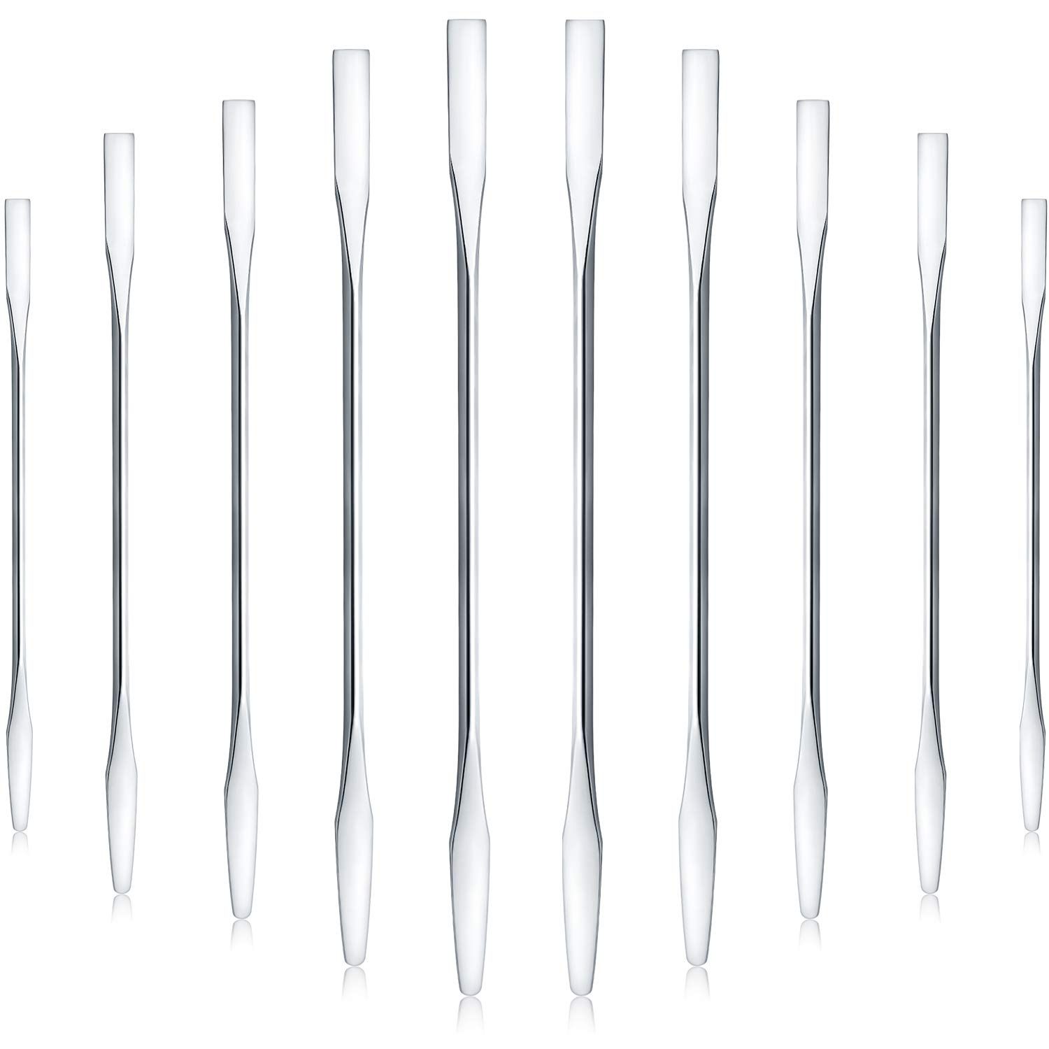 10 Pieces Makeup Spatula Scoop Stainless Steel Depotting Spatula Double-Headed Makeup Spatula Tool for Mixing Cosmetics