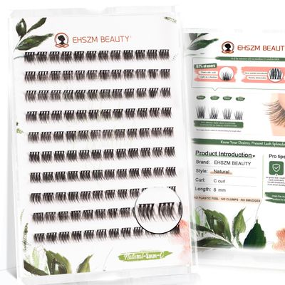 Upgraded,Wispy Lash Clusters 8mm C Curl Only,Eyelash Clusters Natural look, Ultra-Soft Individual Lashes,No Plastic Feel,New Comfort,Empowered by New Softening Factor - Ehszm Beauty Natural Style.
