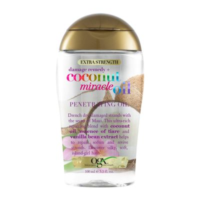 OGX Extra Strength Damage Remedy  Coconut Miracle Oil Penetrating Hair Oil Treatment, Hydrating Anti-Frizz Oil for Coarse, Dry Hair, Paraben-Free, Sulfated-Surfactants Free, 3.3 fl oz