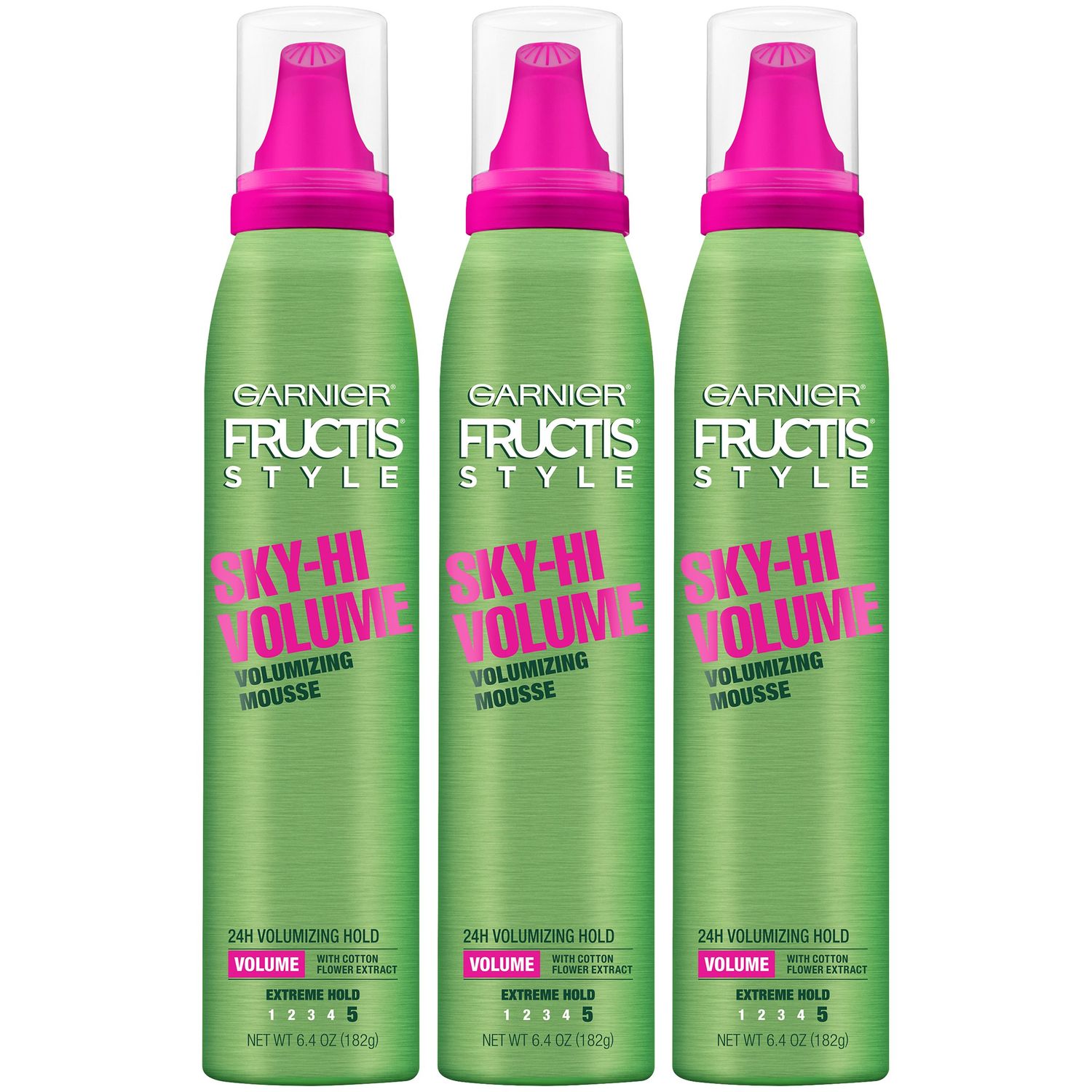 Garnier Fructis Style Sky-Hi Volume Mousse, Extreme Hold, 6.4 Oz, 3 Count (Packaging May Vary)