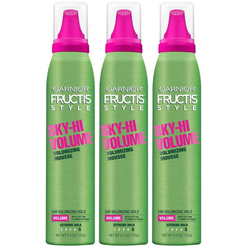 Garnier Fructis Style Sky-Hi Volume Mousse, Extreme Hold, 6.4 Oz, 3 Count (Packaging May Vary)