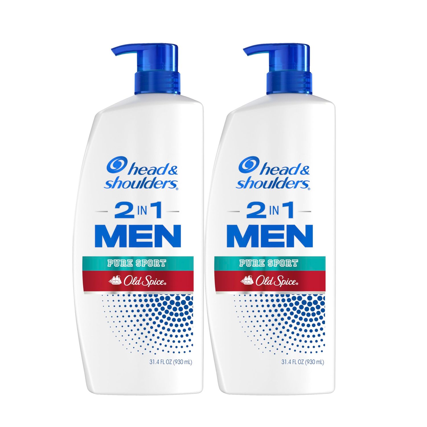 Head &amp; Shoulders 2-in-1 Dandruff Shampoo and Conditioner Set, Clinically Proven Dandruff &amp; Itch Relief, Lemon-Lime Scent of Old Spice Pure Sport, Nourish Scalp &amp; Hair, 31.4 Fl Oz Each, 2 Pack