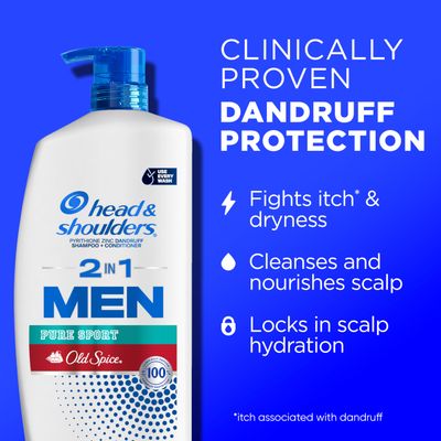 Head &amp; Shoulders 2-in-1 Dandruff Shampoo and Conditioner Set, Clinically Proven Dandruff &amp; Itch Relief, Lemon-Lime Scent of Old Spice Pure Sport, Nourish Scalp &amp; Hair, 31.4 Fl Oz Each, 2 Pack