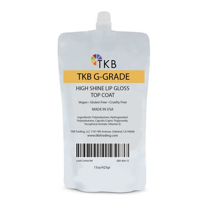 TKB High Shine Lip Gloss Top Coat (G-Grade)| Lip Oil, High Shine, Ready To Wear Clear Lip Gloss, DIY Lip Gloss, Mineral Oil Free 15oz (425g)