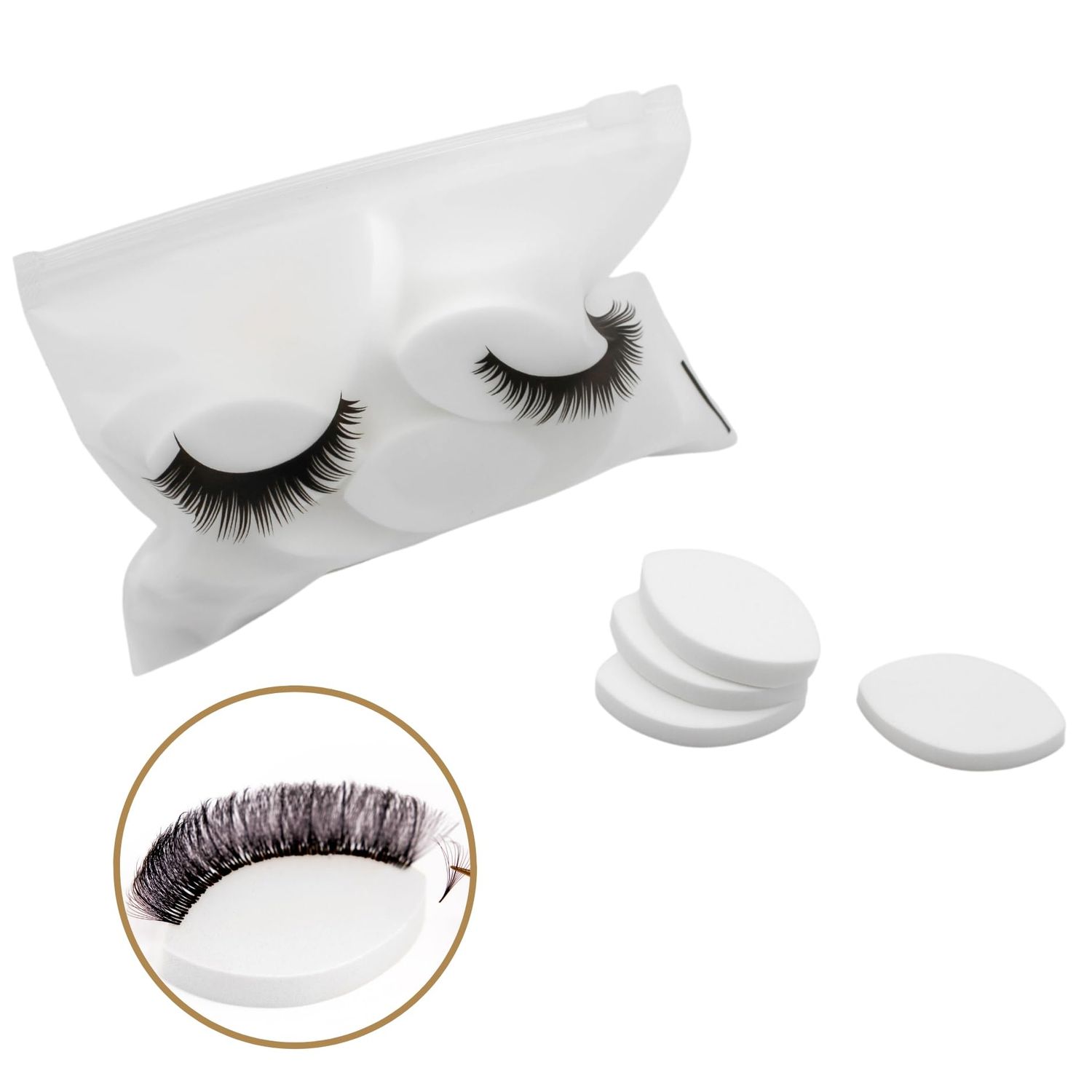 25 pcs Practice Sponges for Beginner Lash Artists | Eyelash Extension Eye Shape Sponges | Lash Extension Supplies (White)