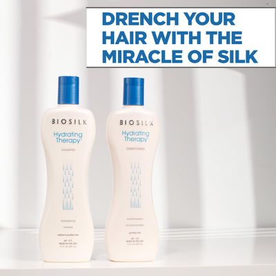 BioSilk Hydrating Therapy Shampoo &amp; Conditioner, Replenishes Hair Moisture &amp; Coarse Hair, Sulfate, Paraben, &amp; Cruelty-Free, 12 Oz (2 Count)