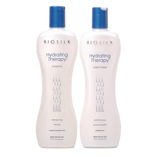 BioSilk Hydrating Therapy Shampoo &amp; Conditioner, Replenishes Hair Moisture &amp; Coarse Hair, Sulfate, Paraben, &amp; Cruelty-Free, 12 Oz (2 Count)