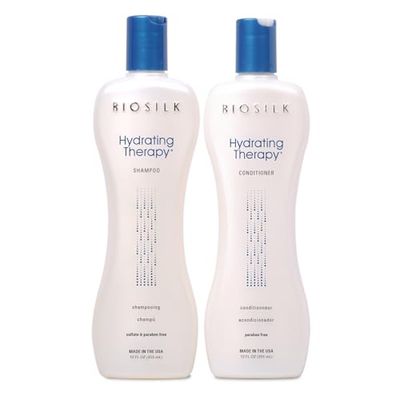 BioSilk Hydrating Therapy Shampoo &amp; Conditioner, Replenishes Hair Moisture &amp; Coarse Hair, Sulfate, Paraben, &amp; Cruelty-Free, 12 Oz (2 Count)