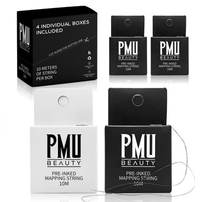 4Pack Brow Mapping String 33ft Pre-inked Black &amp; White Eyebrow Mapping Thread for Permanent Makeup Microblading Supplies Marking Symmetrical Eyebrows