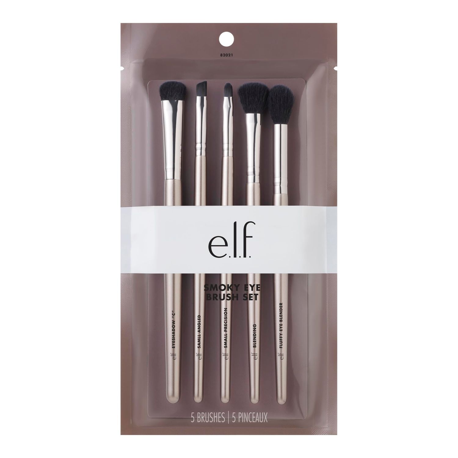 e.l.f. Smoky Eye Brush Kit, Synthetic, 5Piece Set (82021) (Brush Handle Color May Vary)