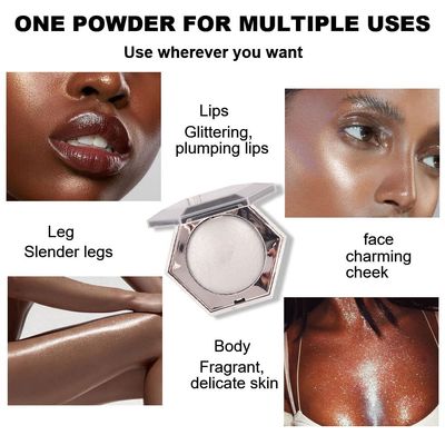 Pearl White Shimmer Glitter Highlighter Highlight Makeup Contour Powder,Silver Face Highlighter, HighlighterMakeup iluminadores Illuminator Make Up (Shiny Silver)