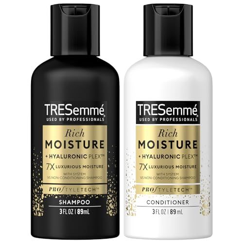 TRESemme Shampoo &amp; Conditioner, Sulfate-Free, Travel Size - Moisture Rich Hair Treatment for Dry, Damaged Hair, Mini Shampoo &amp; Conditioner for Hair Repair, Scented, 3 Oz Ea (2 Piece Set)