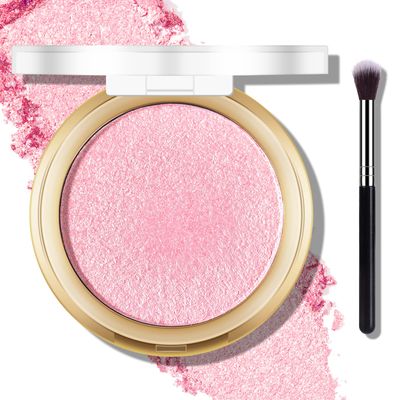 FREEORR Baked Pink Highlighter Powder Palette, Makeup Highlighter Powder Palette Sheer Shimmering Finish Face Highlighters Makeup Iluminadores de Maquillaje #02 Mermaid Pink