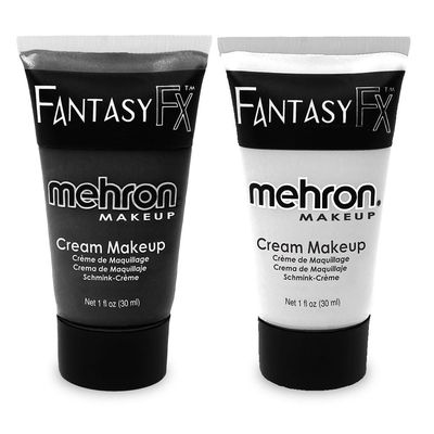 Mehron Makeup Fantasy FX Water Based Face &amp; Body Paint Black and White Face Paint Bundle