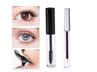 8ml Mascara Tube Empty and Wand Eyelash Cream Container Bottle 7ml Transparent Empty Mascara and Eyeliner Tubes with Rubber Inserts and Funnels Set for Castor Oil DIY MascaraSilver, Black)