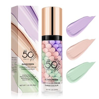 KYDA Color Correcting Facial Serum, SPF 50 PA, Moisturizing Makeup Primer, One Step Brightening Primer to Even Skin Tone, Oil Control Skin Corrector, Sheer Finish, Refreshing, Purple Pink Green