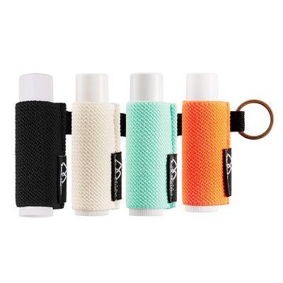 WK IEASON - Lip Balm Holder Keychain Clip On Lipstick Sleeve Tight-Knit Elastic Lip Balm Keychain Holder (BlackOrangeBeigeGreen)