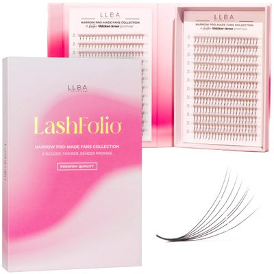LLBA LashFolio Narrow Promade Fans | Handmade Volume Eyelashes | Multi Selections 5D10D | C CC D Curl | Thickness 0.030.07mm | 8-15mm Length | Long Lasting &amp; Easy Application (10D-0.03 CC 8mm-15mm)