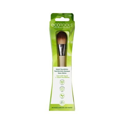 EcoTools Classic Foundation Face Brush, For Liquid, & Cream Foundation, Flat Foundation Brush, Makeup Brush For Natural Makeup, Buildable Coverage, Synthetic Bristles, Cruelty- Free, 1 Count